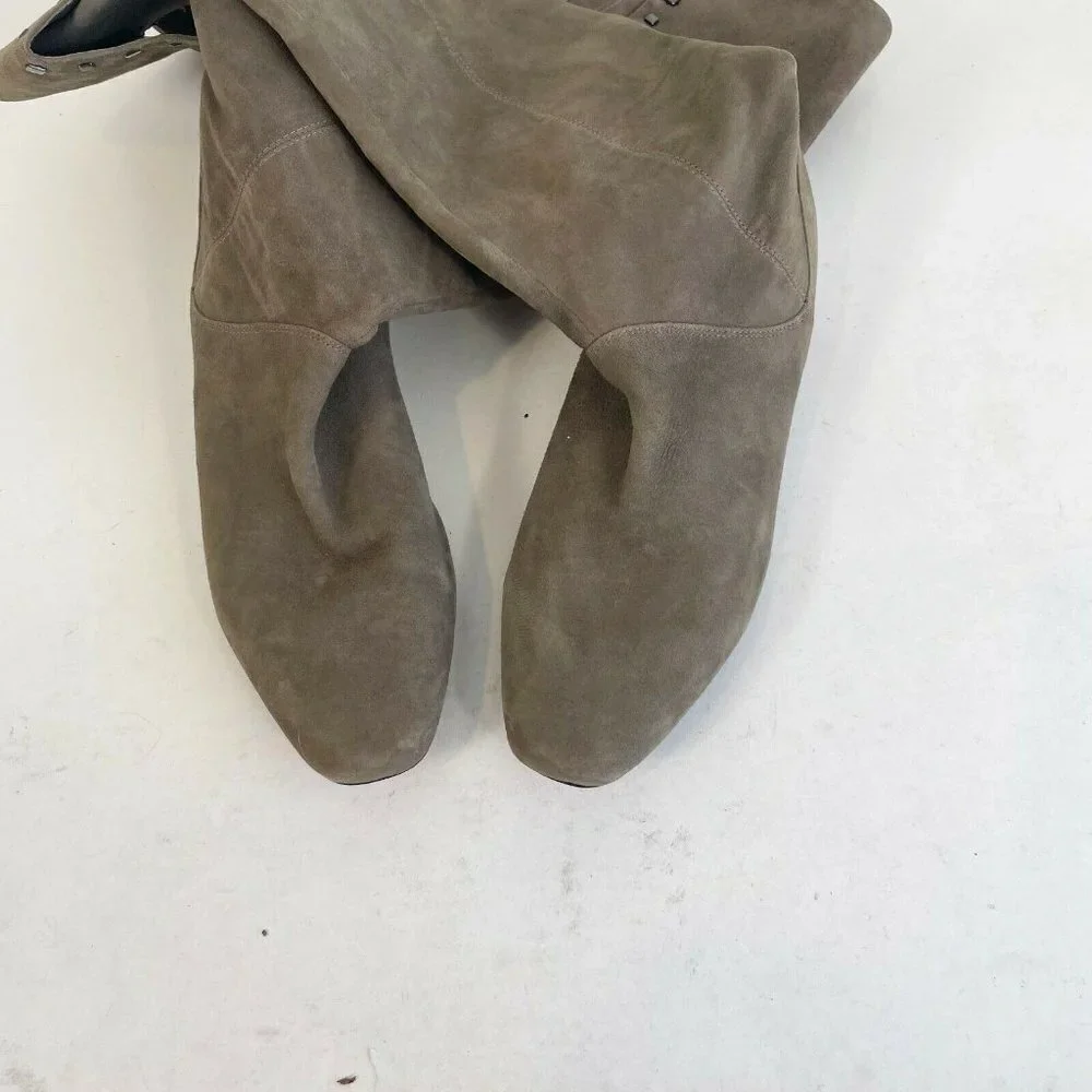 Saks Fifth Avenue Women Over the Knee Flat Riding Boots Brown 7.5M Suede Leather